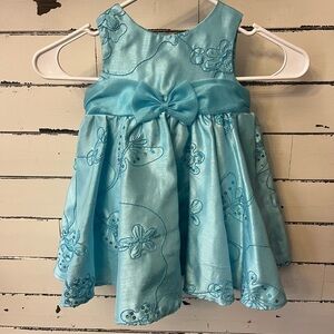 Baby Girls Size 18 Months Light Blue Floral Bow Party Dress